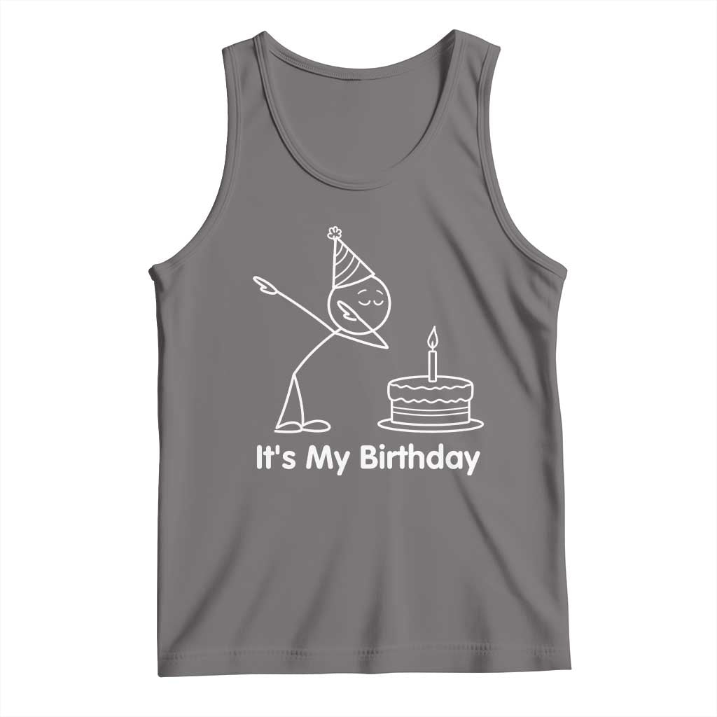 Dabbing Stickman Party Humor Gift Tank Top It Is My Birthday TS12 Deep Heather Print Your Wear