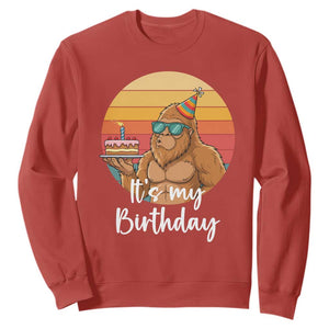 It Is My Birthday Sweatshirt Funny Bigfoot Blowing Candle Birthday Cake TS12 Red Print Your Wear