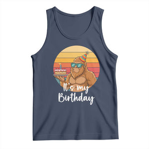 It Is My Birthday Tank Top Funny Bigfoot Blowing Candle Birthday Cake TS12 Navy Print Your Wear