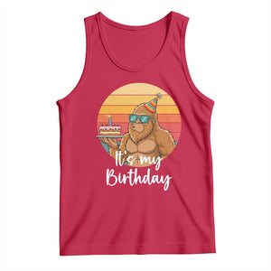 It Is My Birthday Tank Top Funny Bigfoot Blowing Candle Birthday Cake TS12 Red Print Your Wear