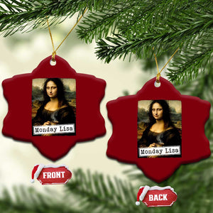 Monday Lisa Coffee Lover Ceramic Ornament Funny Mona Lisa Art Parody Graphic Tired Work TS12 Print Your Wear