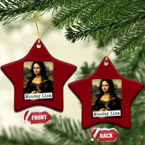 Monday Lisa Coffee Lover Ceramic Ornament Funny Mona Lisa Art Parody Graphic Tired Work TS12 Print Your Wear