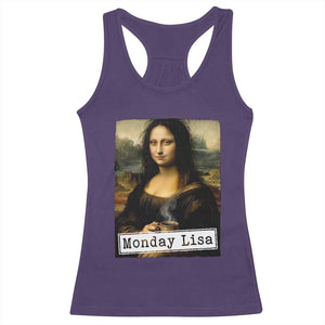 Monday Lisa Coffee Lover Racerback Tank Top Funny Mona Lisa Art Parody Graphic Tired Work TS12 Purple Print Your Wear