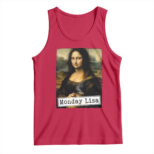 Monday Lisa Coffee Lover Tank Top Funny Mona Lisa Art Parody Graphic Tired Work TS12 Red Print Your Wear
