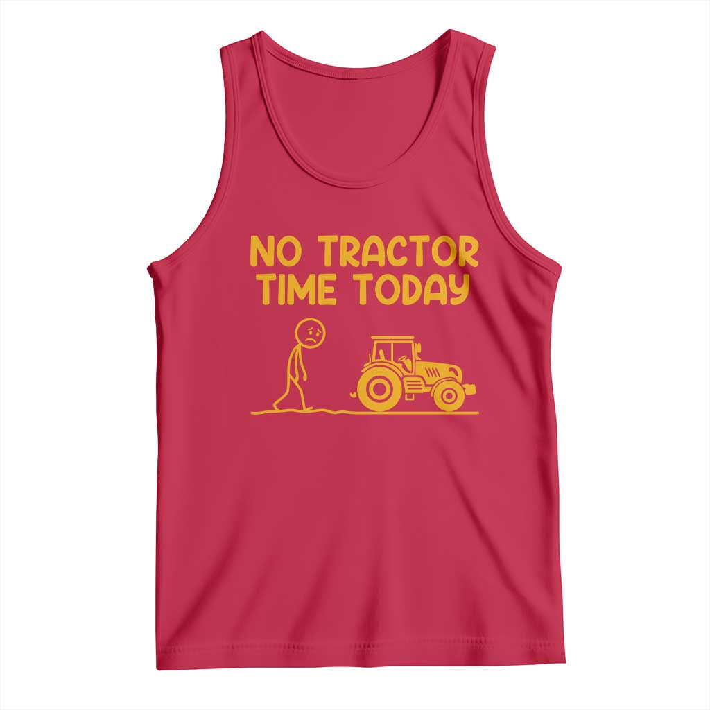 Funny Farm Life Stickman Meme Tank Top No Tractor Time Today TS12 Red Print Your Wear