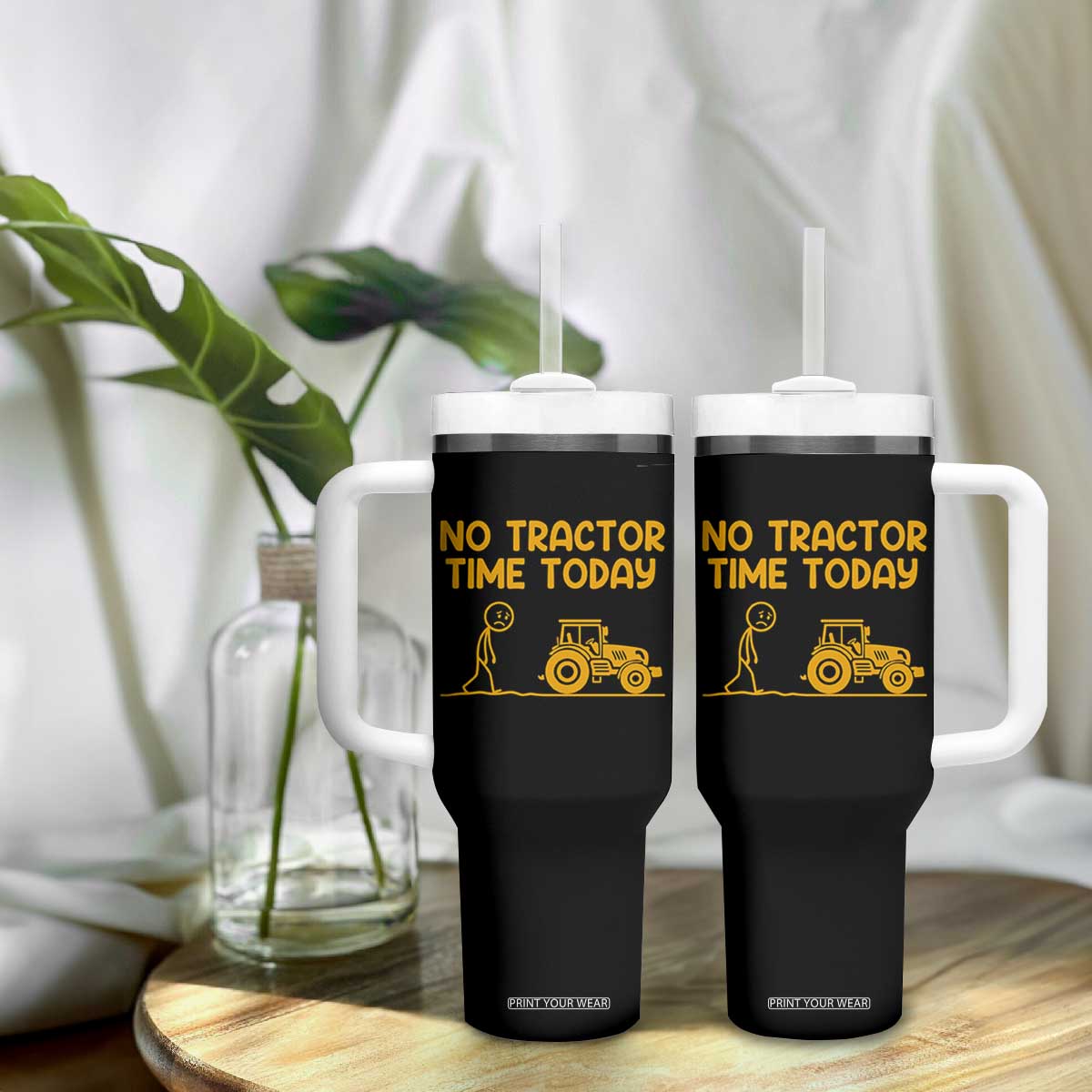 Funny Farm Life Stickman Meme Tumbler With Handle No Tractor Time Today TS12 Print Your Wear