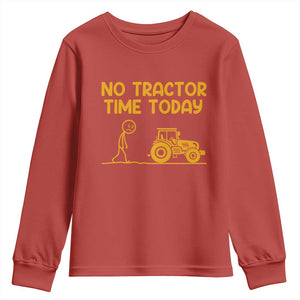 Funny Farm Life Stickman Meme Youth Sweatshirt No Tractor Time Today TS12 Red Print Your Wear