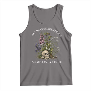 Funny Botanical Skull Dark Humor Tank Top All Plants Are Edible Some Only Once TS12 Deep Heather Print Your Wear