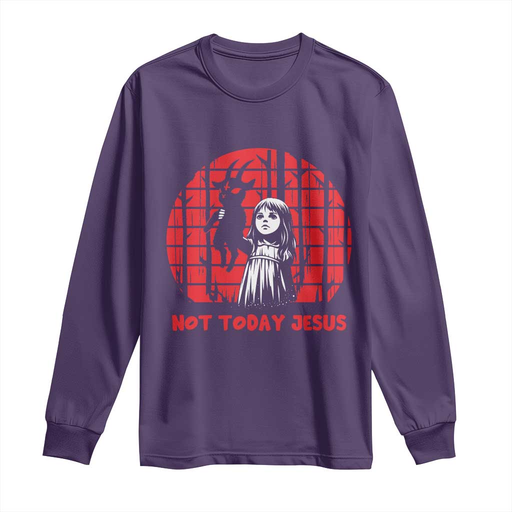 Not Today Jesus Long Sleeve Shirt Gothic Dark Art Pastel Goth Creepy Graphic TS12 Purple Print Your Wear