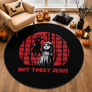 Not Today Jesus Round Rug Gothic Dark Art Pastel Goth Creepy Graphic