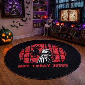 Not Today Jesus Round Rug Gothic Dark Art Pastel Goth Creepy Graphic