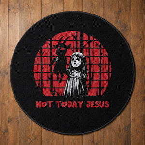 Not Today Jesus Round Rug Gothic Dark Art Pastel Goth Creepy Graphic
