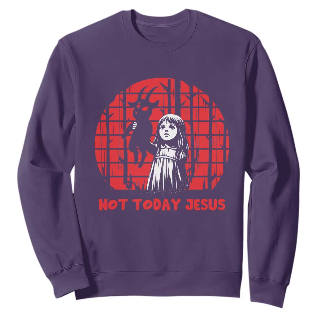 Not Today Jesus Sweatshirt Gothic Dark Art Pastel Goth Creepy Graphic TS12 Purple Print Your Wear