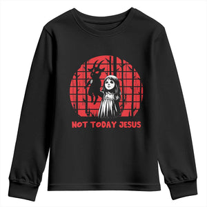 Not Today Jesus Youth Sweatshirt Gothic Dark Art Pastel Goth Creepy Graphic TS12 Black Print Your Wear