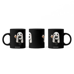 Funny Halloween Coffee Mug Cute Ghost Holding Black Cat Drinking Beer TS12 Print Your Wear