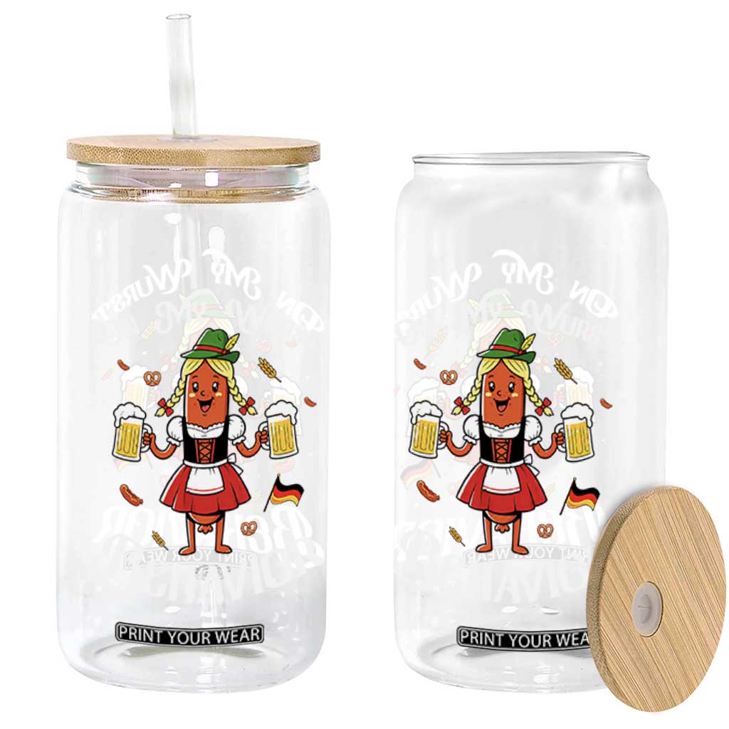 Funny Oktoberfest Sausage Dirndl German Beer Glass Can On My Wurst Behavior TS12 Print Your Wear