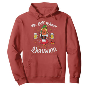 Funny Oktoberfest Sausage Dirndl German Beer Hoodie On My Wurst Behavior TS12 Red Print Your Wear