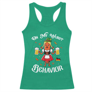Funny Oktoberfest Sausage Dirndl German Beer Racerback Tank Top On My Wurst Behavior TS12 Irish Green Print Your Wear