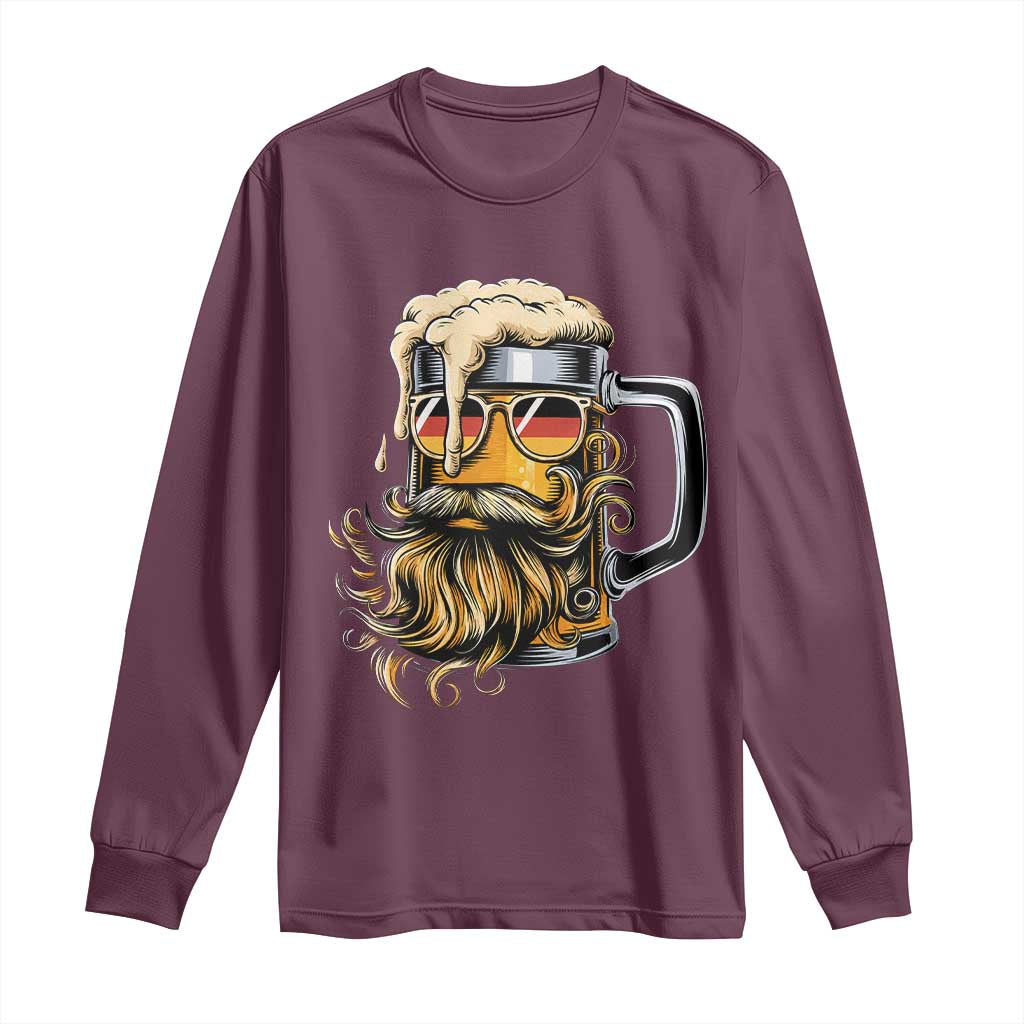 Funny Oktoberfest Beer Lover Gift Long Sleeve Shirt Cool German Beer Mug TS12 Maroon Print Your Wear