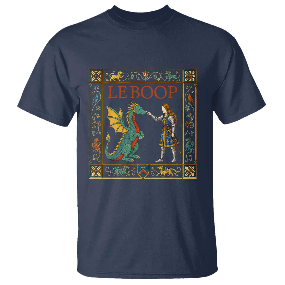 Le Boop Medieval Knight Dragon T Shirt Renaissance Fantasy Fair Lover Gift TS12 Navy Print Your Wear