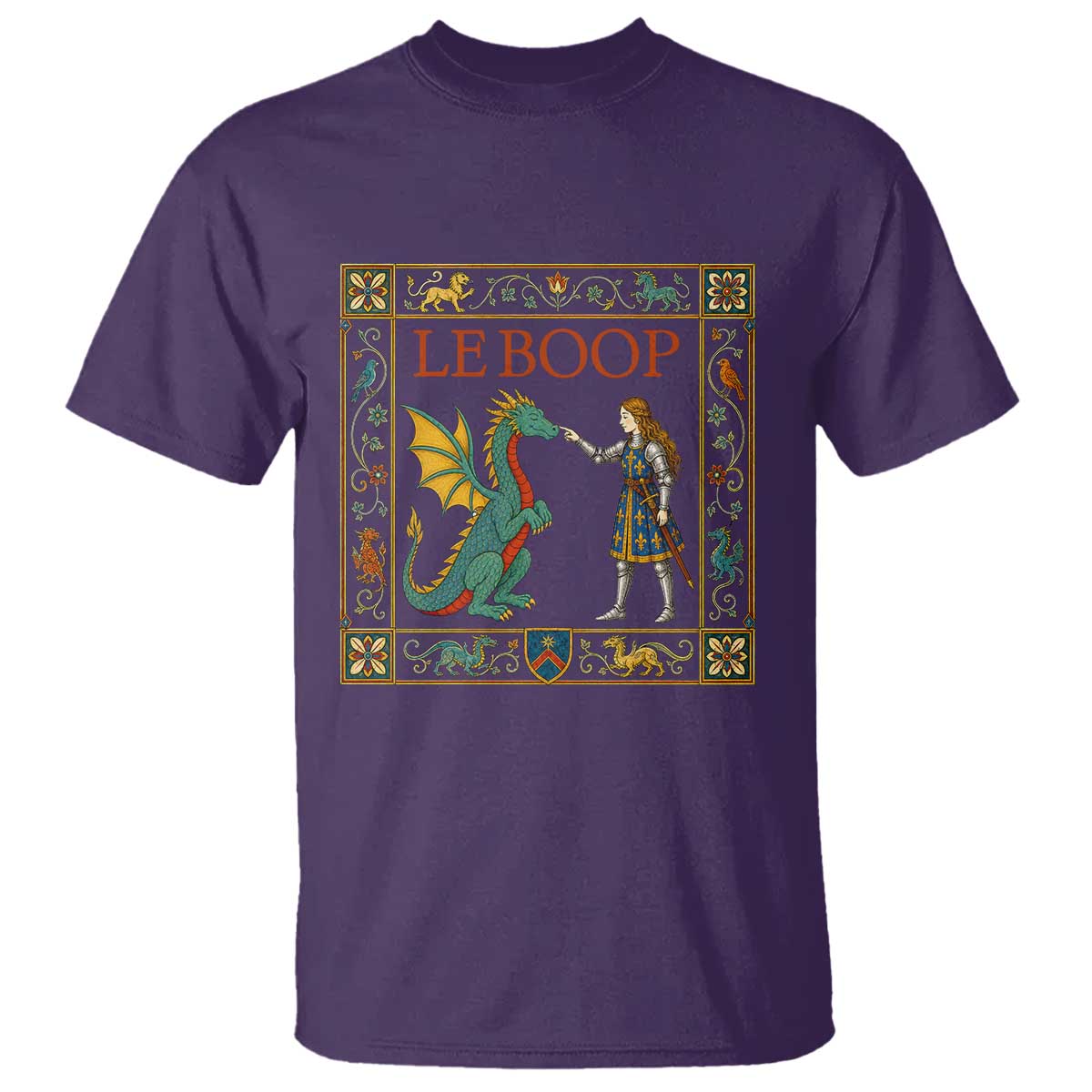 Le Boop Medieval Knight Dragon T Shirt Renaissance Fantasy Fair Lover Gift TS12 Purple Print Your Wear