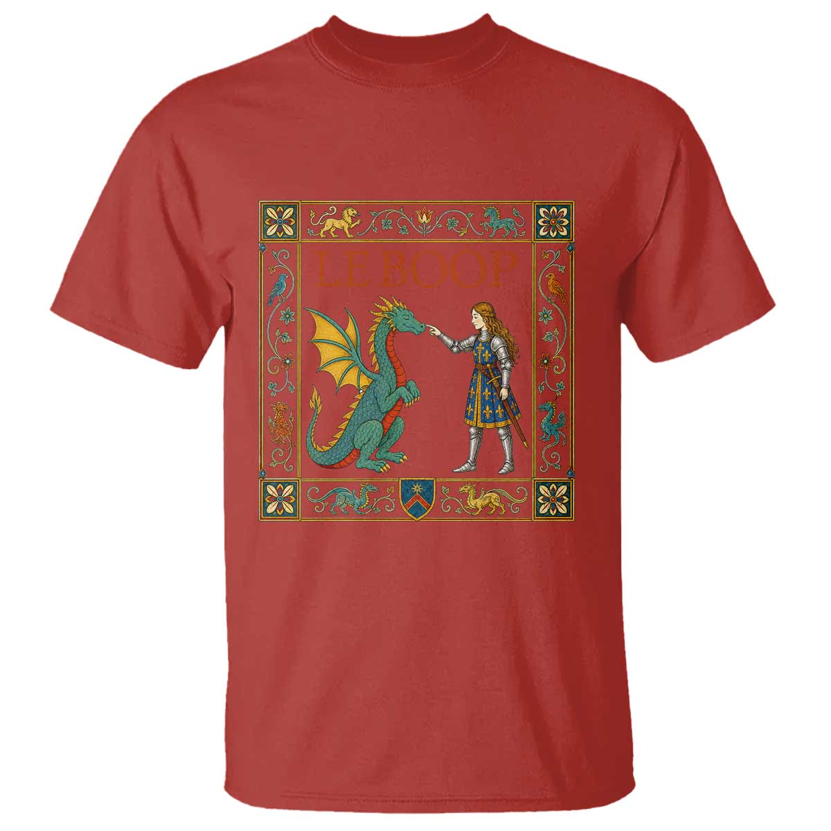 Le Boop Medieval Knight Dragon T Shirt Renaissance Fantasy Fair Lover Gift TS12 Red Print Your Wear