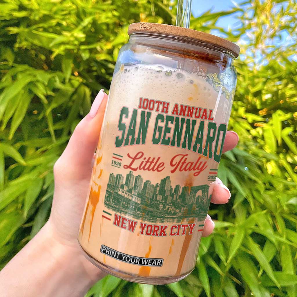 San Gennaro Little Italy NYC Feast Glass Can 100 Years Italian Heritage Celebration Gift