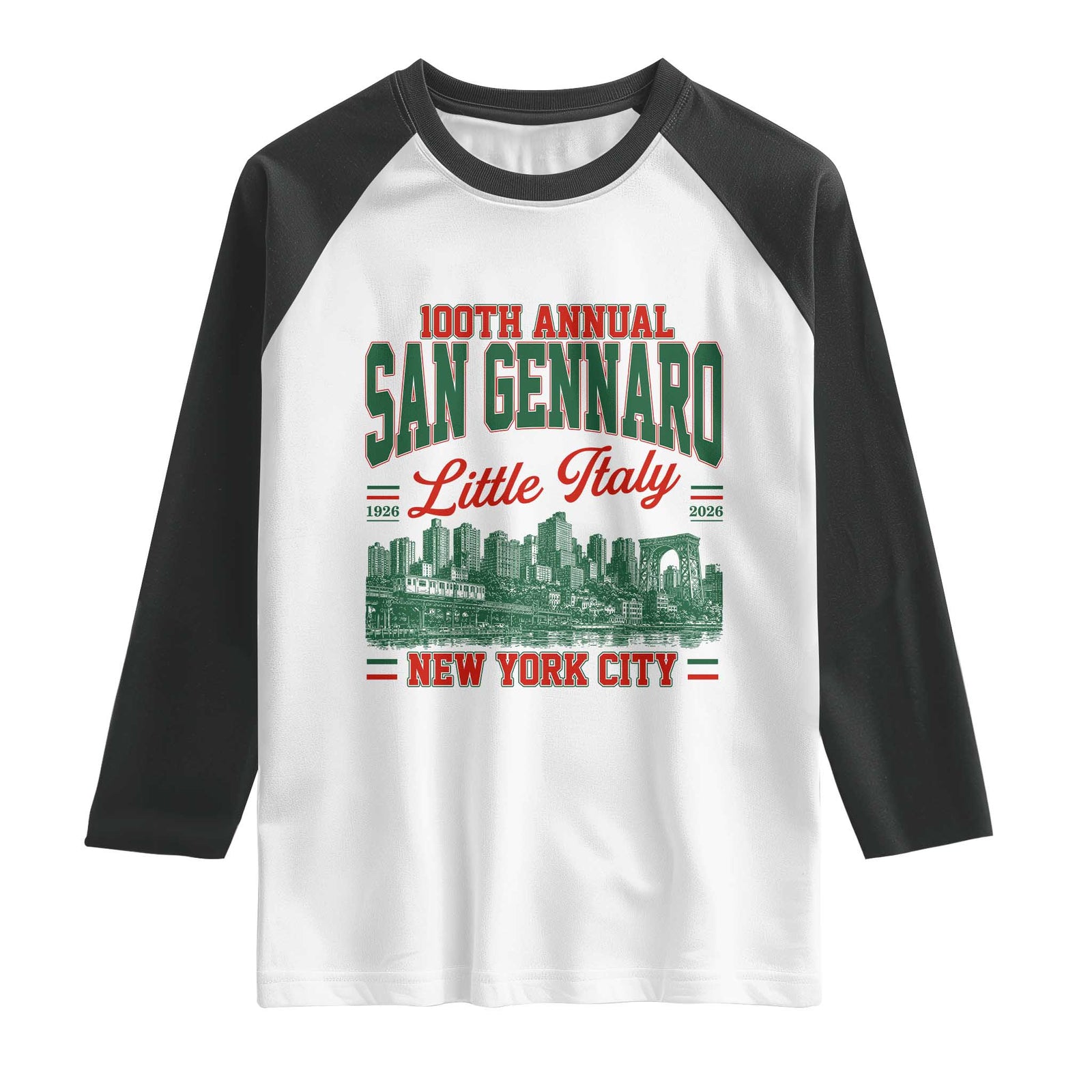 San Gennaro Little Italy NYC Feast Raglan Shirt 100 Years Italian Heritage Celebration Gift