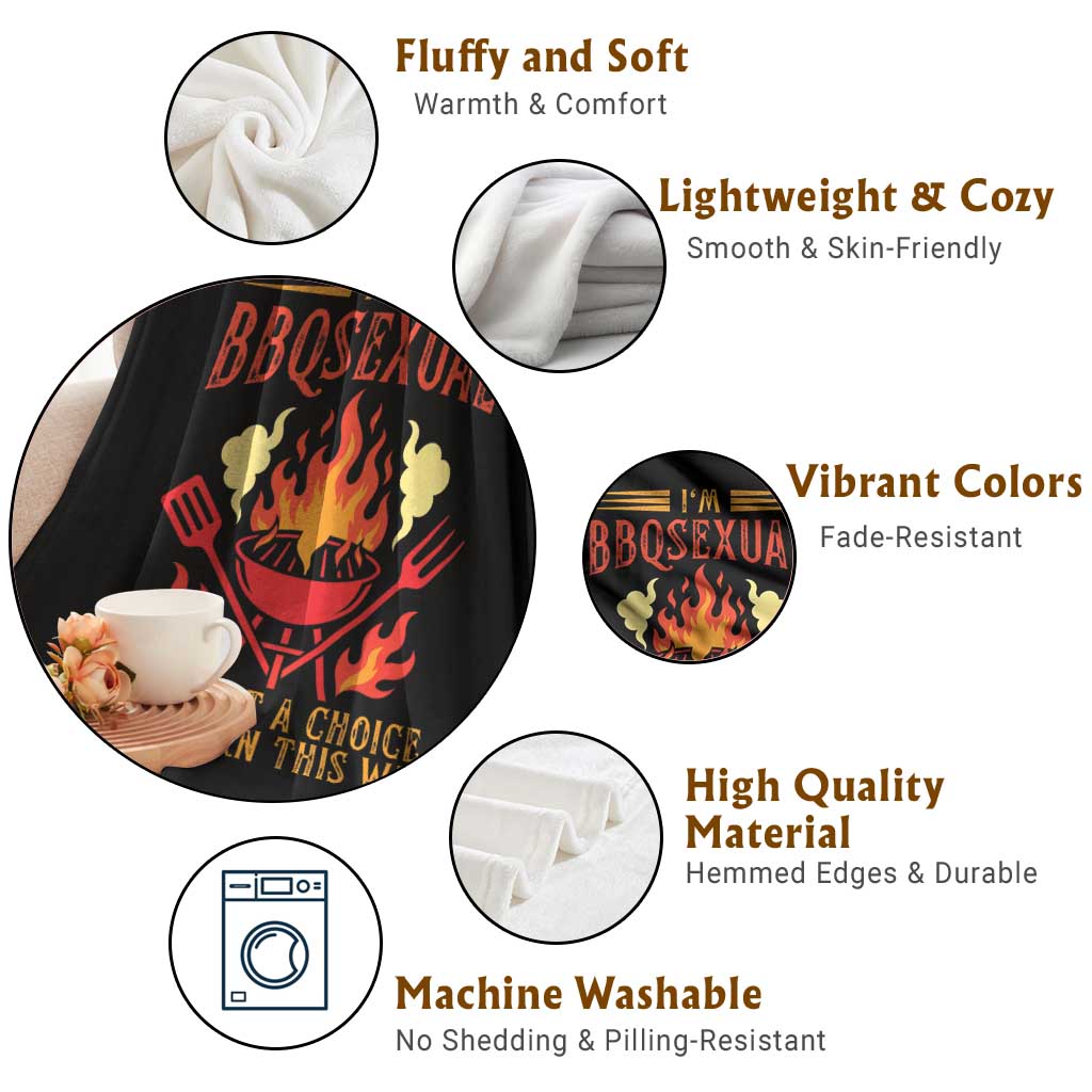 Funny Im BBQsexual It Wasnt A Choice Throw Blanket Grill Master Pitmaster Gift