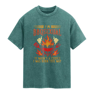 Funny Im BBQsexual It Wasnt A Choice Washed Cotton T-Shirt Grill Master Pitmaster Gift
