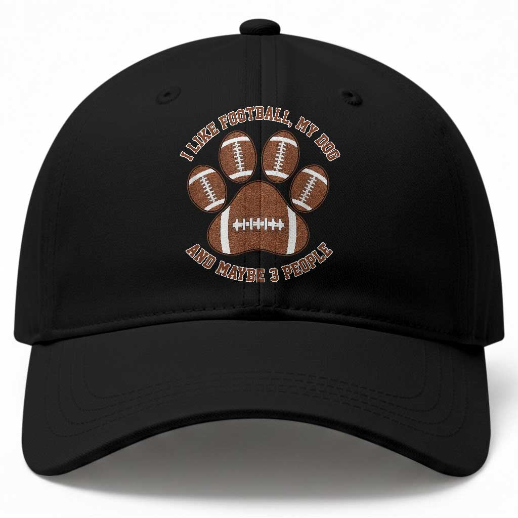 I Like Football My Dog And Maybe 3 People Baseball Cap Funny Sports Pet Lover
