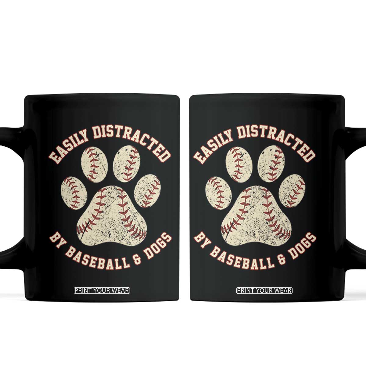 Easily Distracted By Baseball And Dogs Coffee Mug Funny Sports Pet Lover
