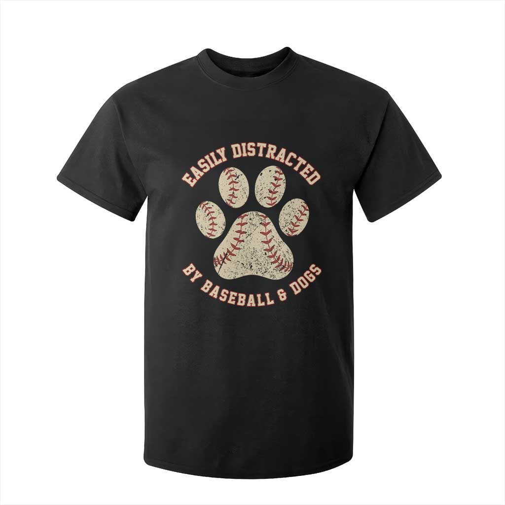 Easily Distracted By Baseball And Dogs T Shirt For Kid Funny Sports Pet Lover