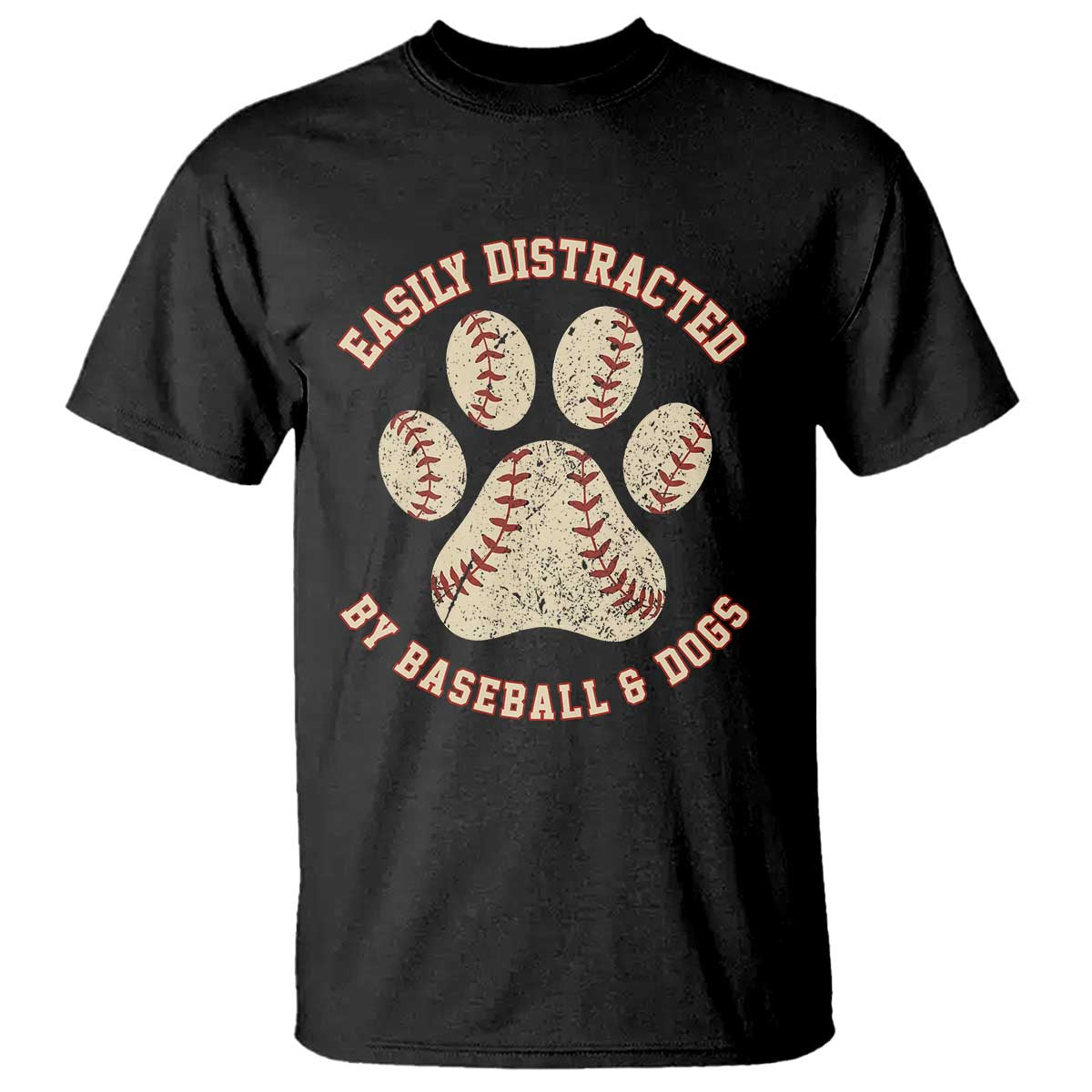 Easily Distracted By Baseball And Dogs T Shirt Funny Sports Pet Lover