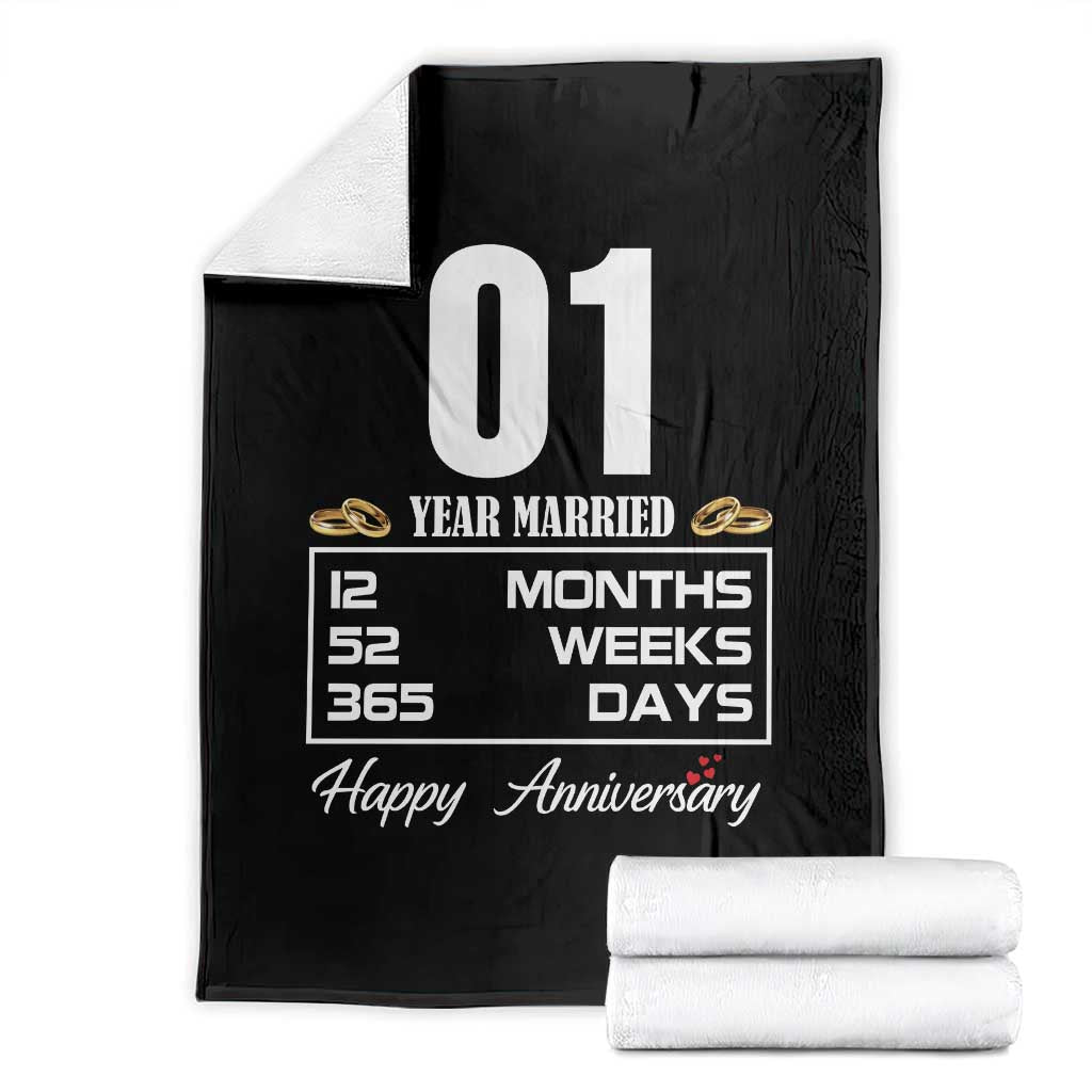 Vintage 1st Wedding Anniversary Throw Blanket One Year Married Gift