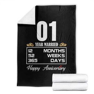 Vintage 1st Wedding Anniversary Throw Blanket One Year Married Gift