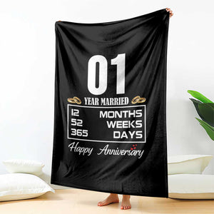 Vintage 1st Wedding Anniversary Throw Blanket One Year Married Gift