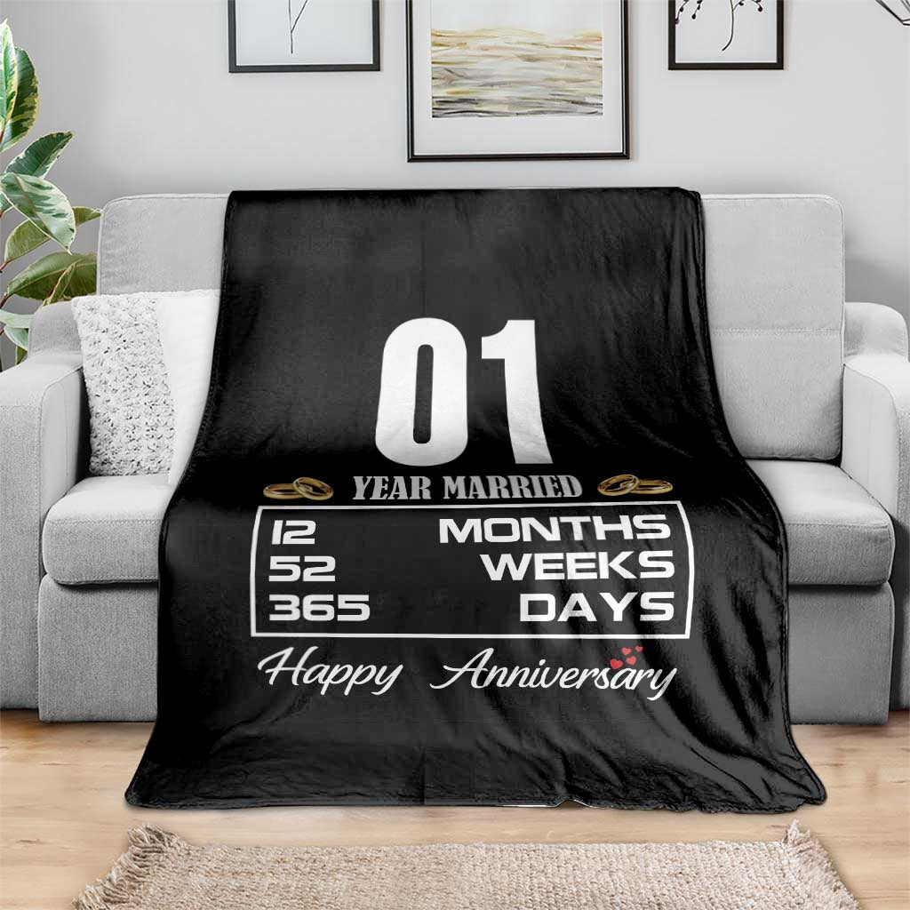 Vintage 1st Wedding Anniversary Throw Blanket One Year Married Gift