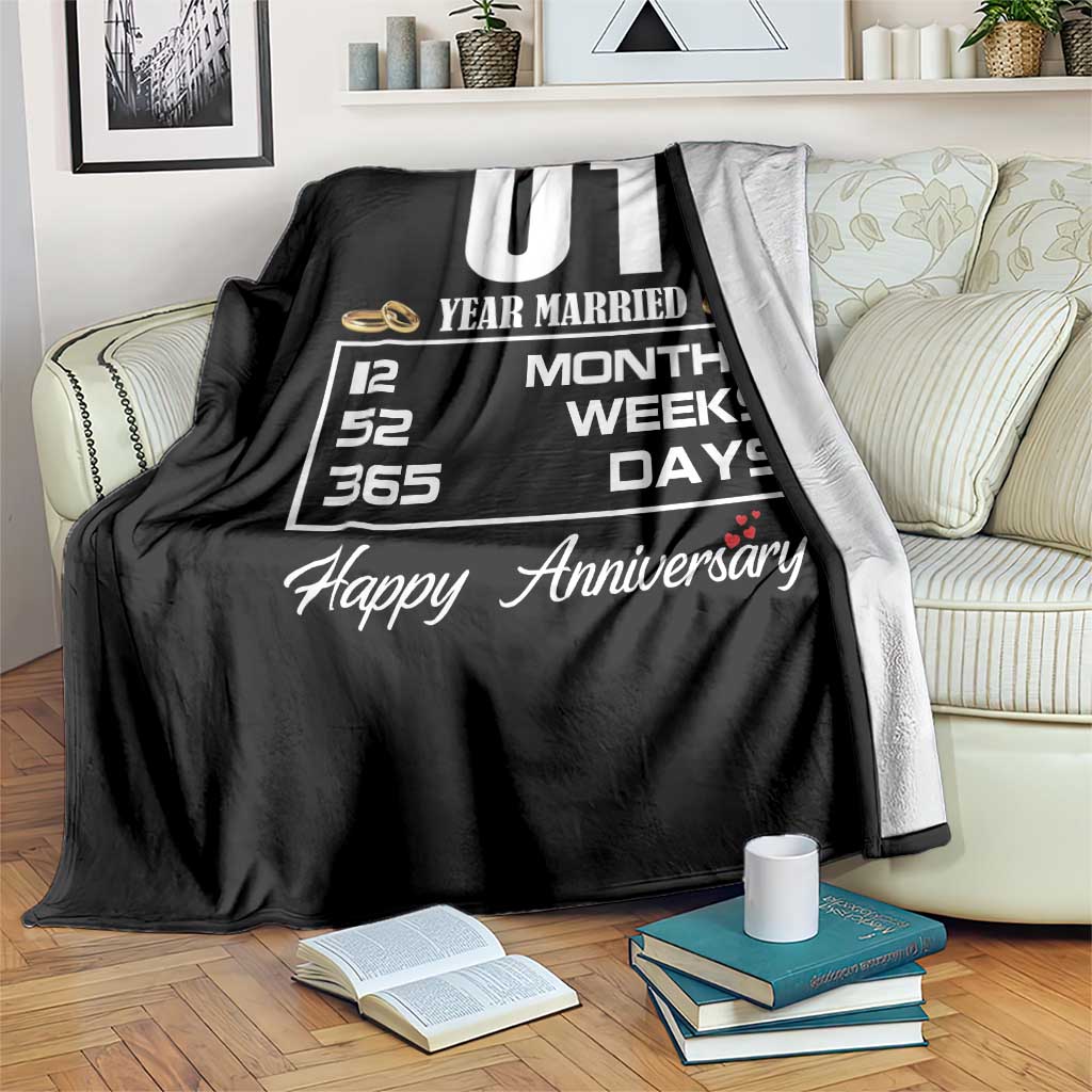 Vintage 1st Wedding Anniversary Throw Blanket One Year Married Gift