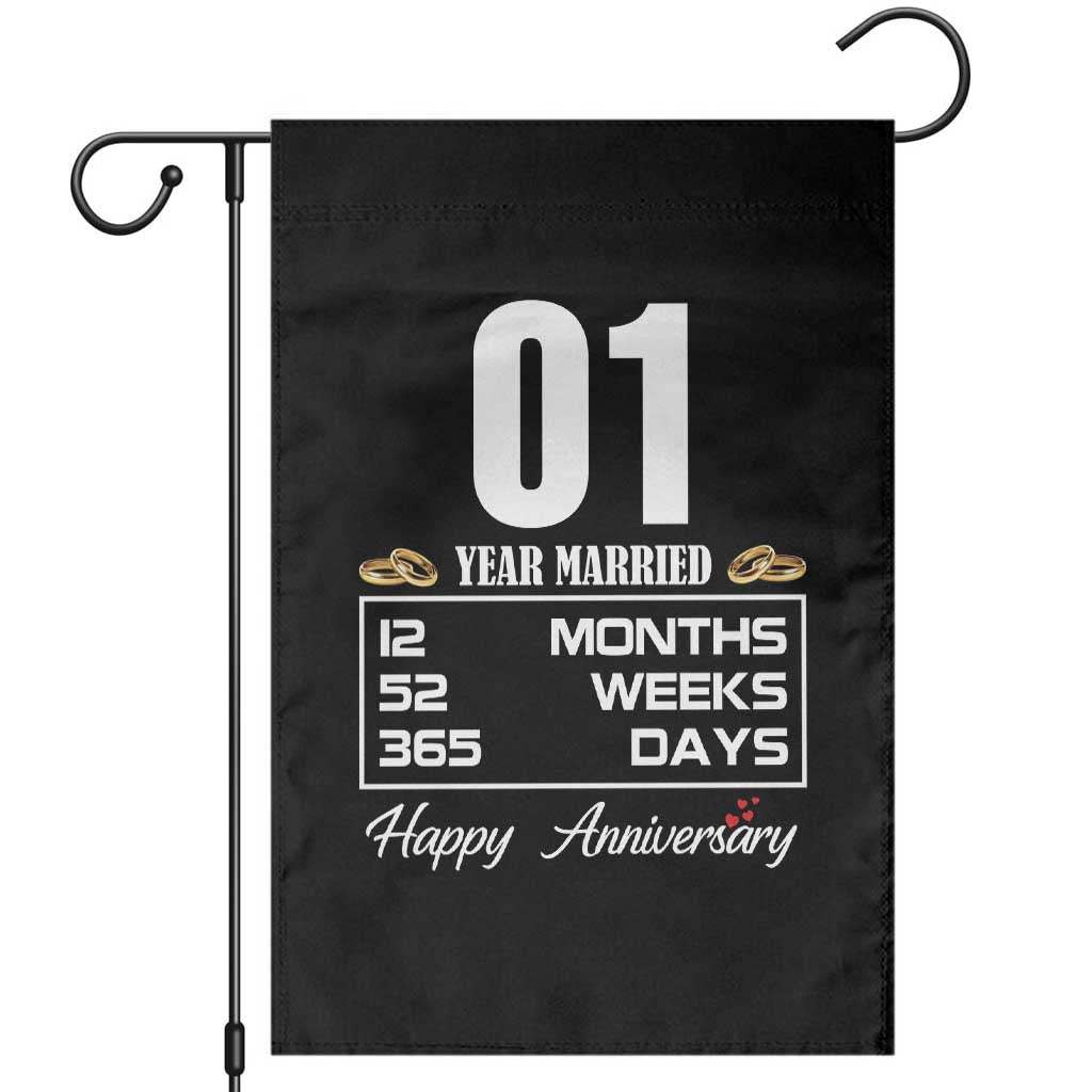 Vintage 1st Wedding Anniversary Garden Flag One Year Married Gift