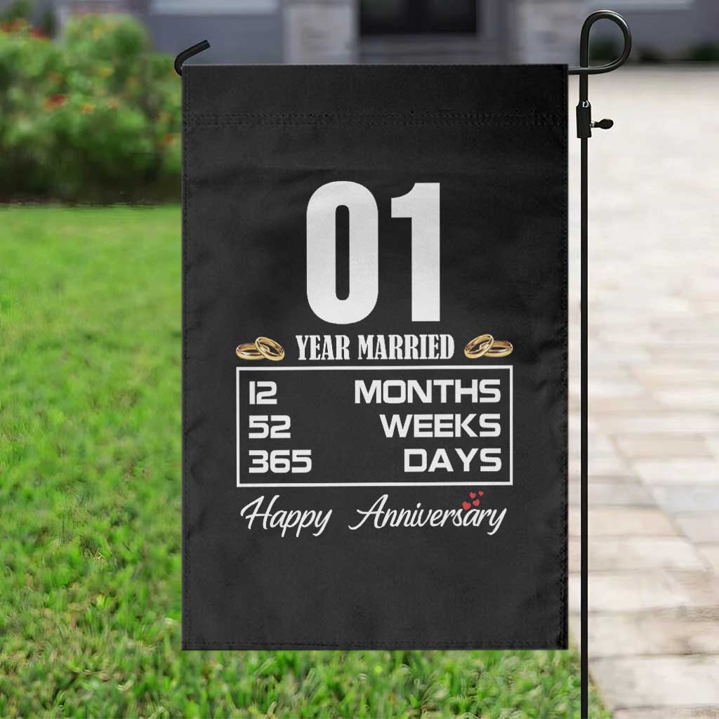 Vintage 1st Wedding Anniversary Garden Flag One Year Married Gift