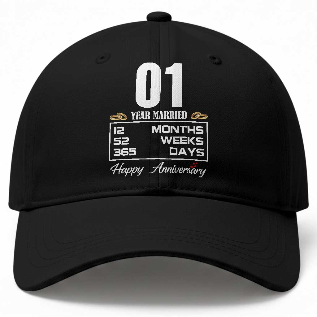 Vintage 1st Wedding Anniversary Baseball Cap One Year Married Gift