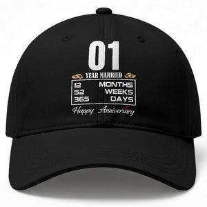 Vintage 1st Wedding Anniversary Baseball Cap One Year Married Gift