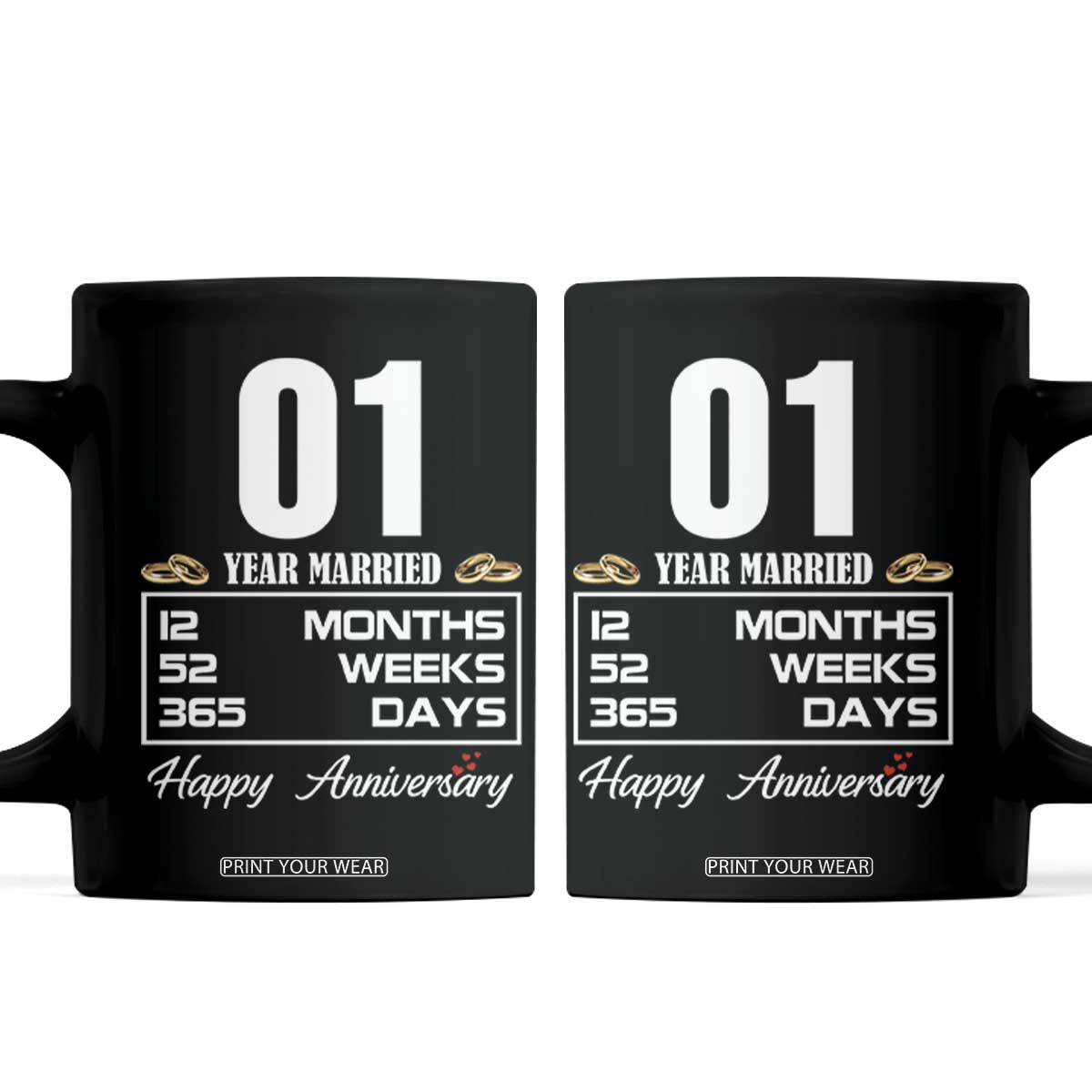 Vintage 1st Wedding Anniversary Coffee Mug One Year Married Gift