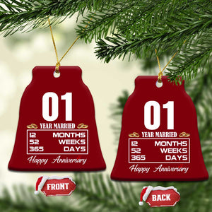 Vintage 1st Wedding Anniversary Ceramic Ornament One Year Married Gift