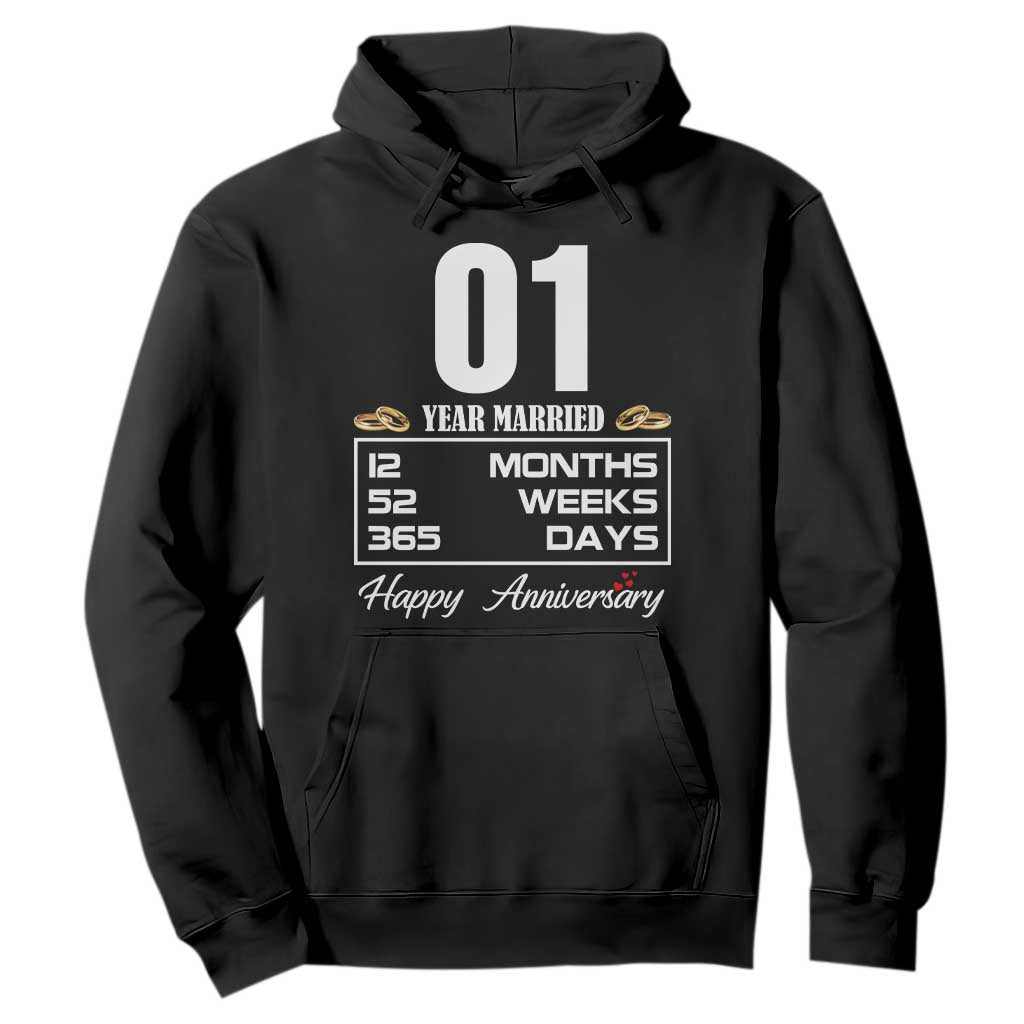 Vintage 1st Wedding Anniversary Hoodie One Year Married Gift