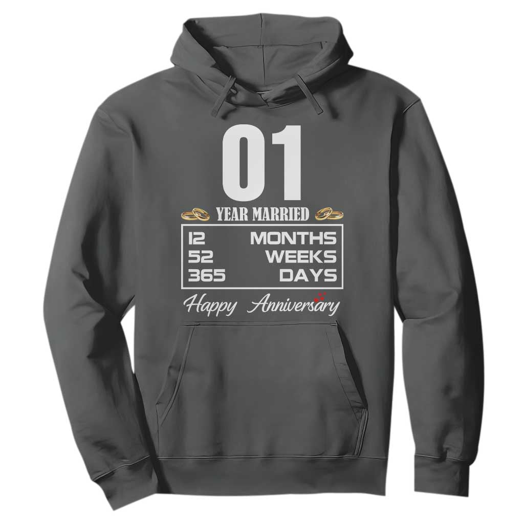 Vintage 1st Wedding Anniversary Hoodie One Year Married Gift