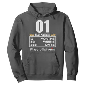 Vintage 1st Wedding Anniversary Hoodie One Year Married Gift