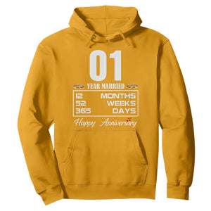 Vintage 1st Wedding Anniversary Hoodie One Year Married Gift