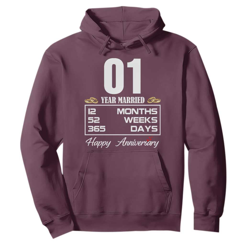 Vintage 1st Wedding Anniversary Hoodie One Year Married Gift